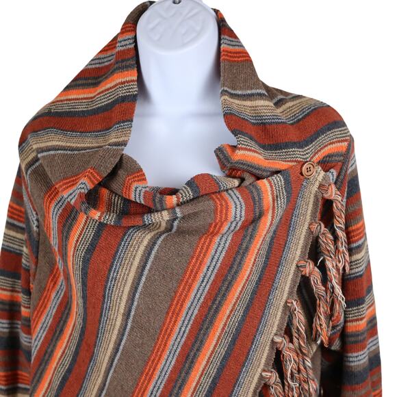 Goldstitch Brown Striped Fringe Cardigan Sweater | Size M - Picture 2 of 10